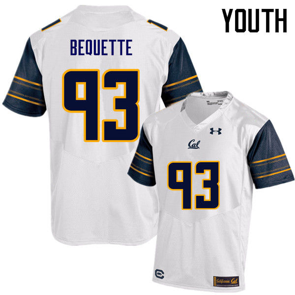 Youth #93 Luc Bequette Cal Bears (California Golden Bears College) Football Jerseys Sale-White - Click Image to Close